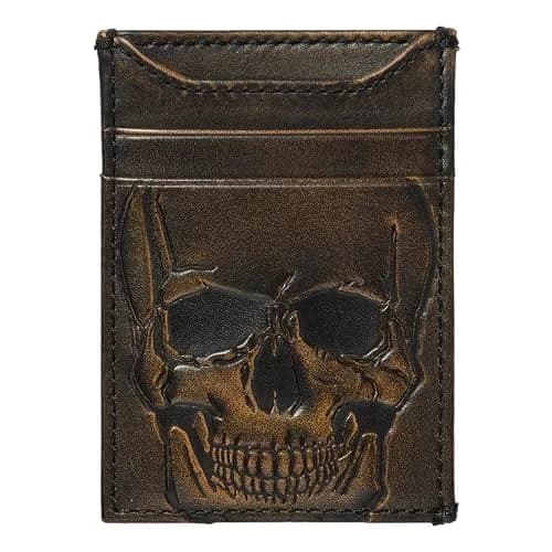 House of Jack Co. Skull Magnetic Money Clip Wallet 3.6cm (1.4in) | Full Grain Leather thumbnail 1