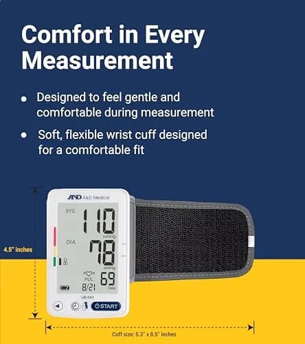 A&D Medical UB-543 Wrist Blood Pressure Monitor for Home Use | Accurate Multi-User Wrist BP Device thumbnail 8