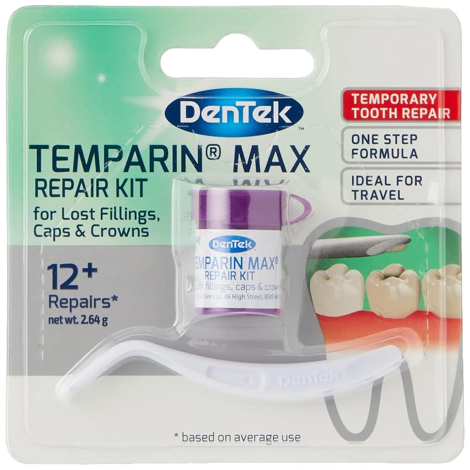 DenTek Temparin Max Advanced Dental Repair Kit, 1 Count (Pack of 1) | Temporary Fix for Lost Fillings & Crowns - main product image
