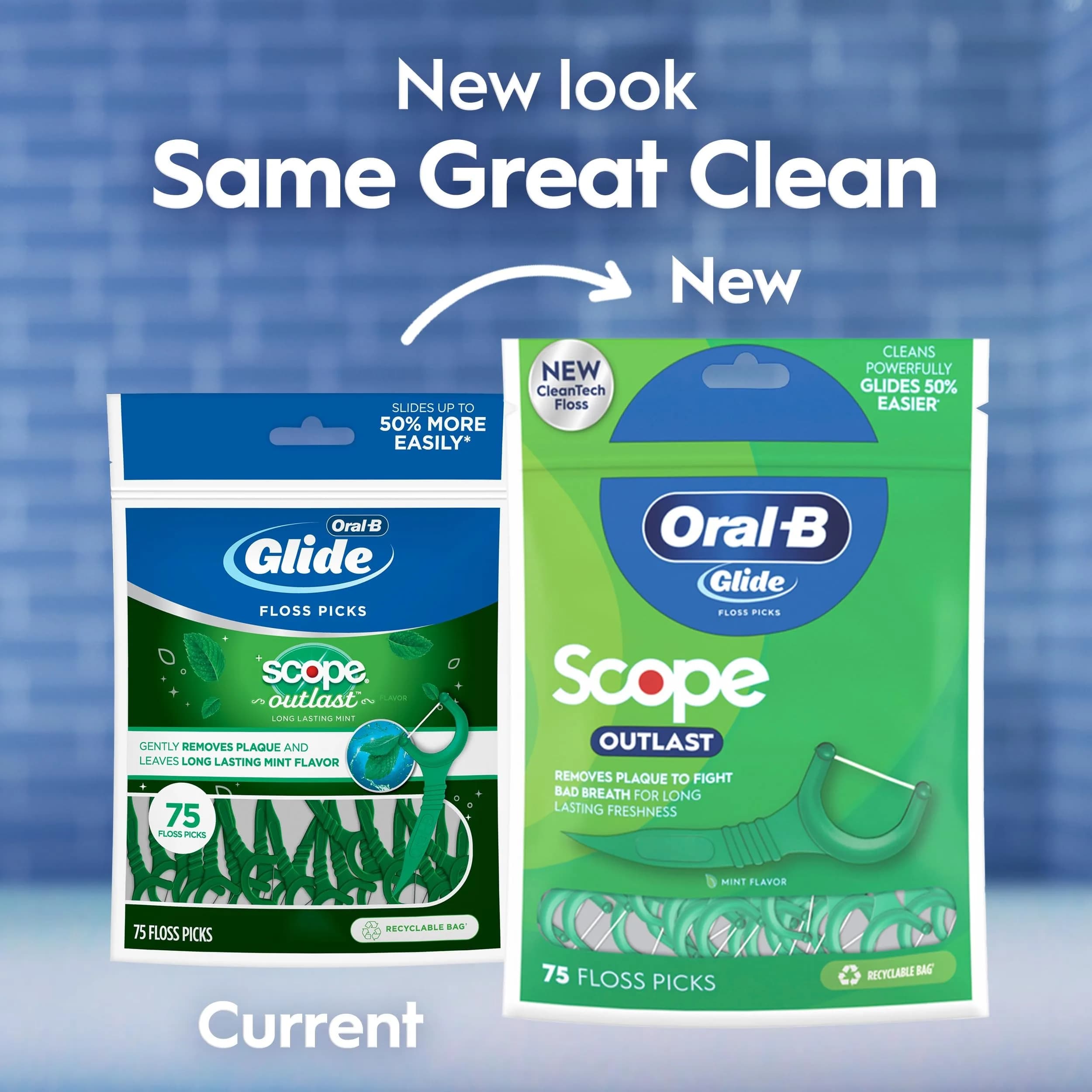 Oral-B Glide Mint Dental Floss Picks with Scope Flavor, 75 Count | Dentist Recommended Floss Brand - view 4