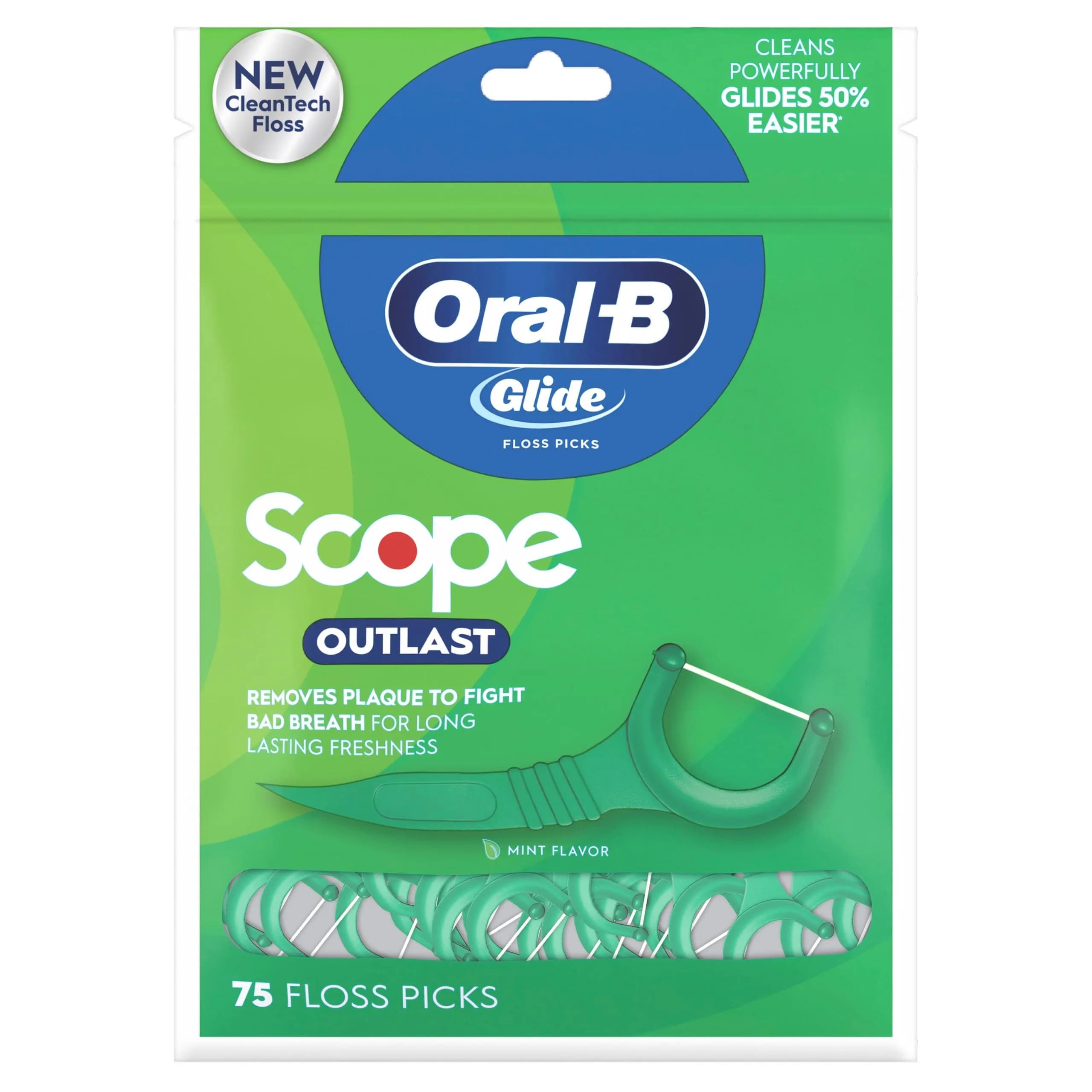 Oral-B Glide Mint Dental Floss Picks with Scope Flavor, 75 Count | Dentist Recommended Floss Brand - view 5