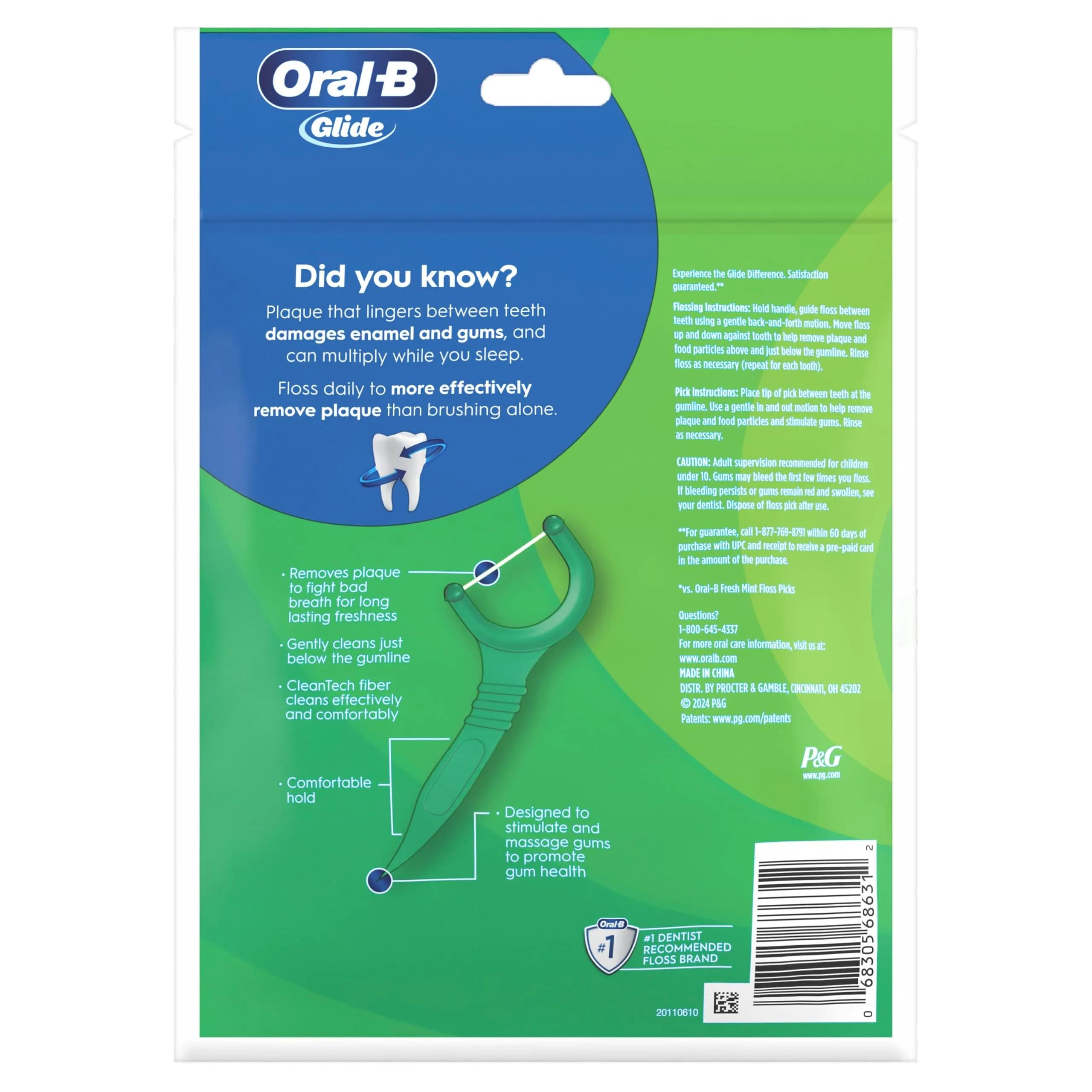 Oral-B Glide Mint Dental Floss Picks with Scope Flavor, 75 Count | Dentist Recommended Floss Brand - view 6