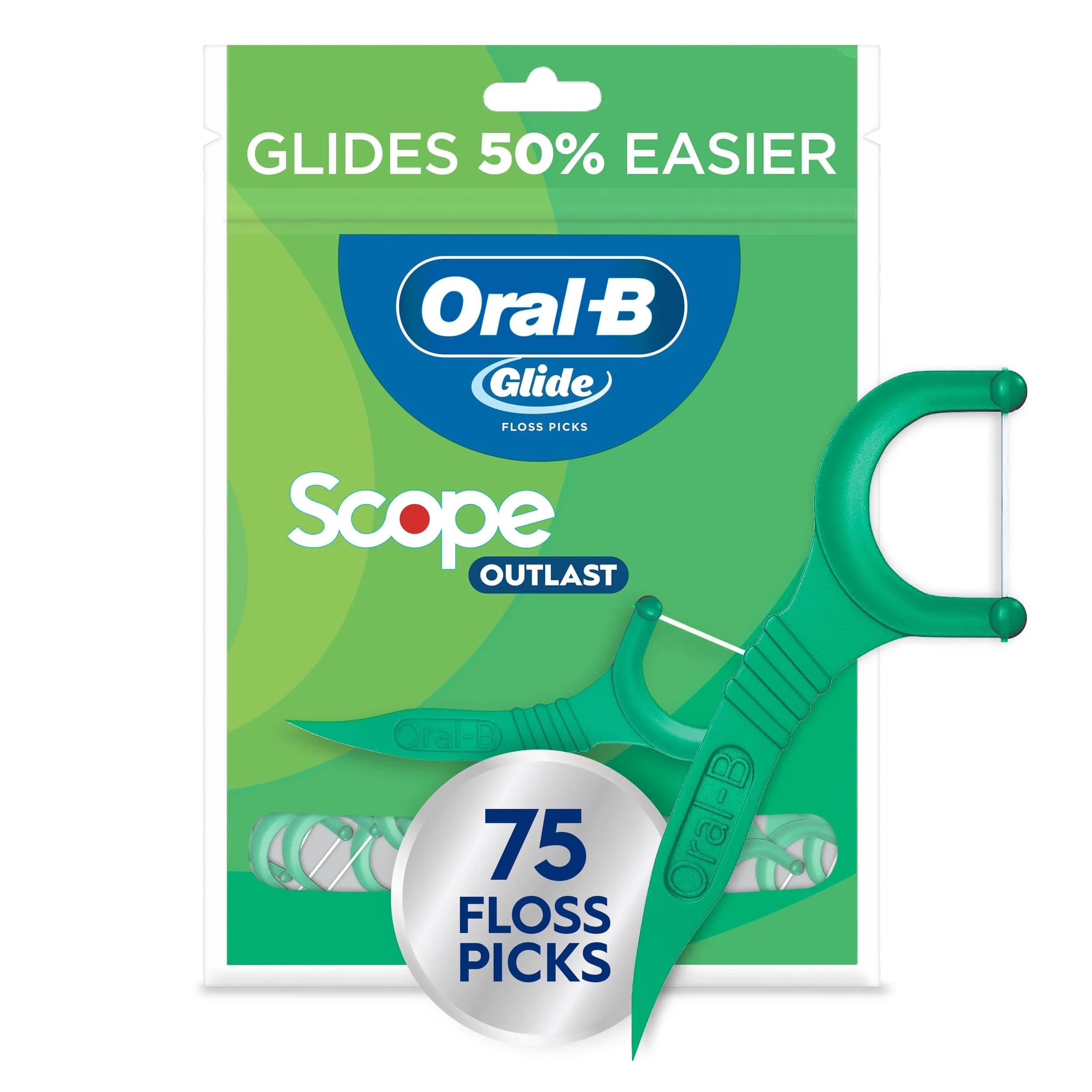 Oral-B Glide Mint Dental Floss Picks with Scope Flavor, 75 Count | Dentist Recommended Floss Brand - main product image