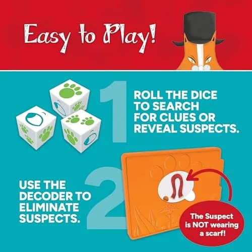 Gamewright Outfoxed! Cooperative Whodunit Board Game for Kids Ages 4-8, 4 Players | Educational Logic and Deduction Skills thumbnail 3