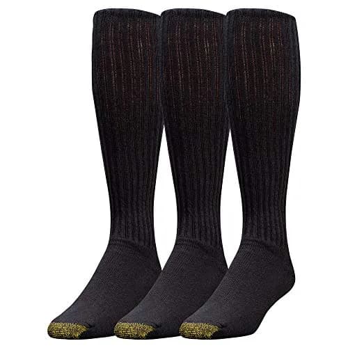 GOLDTOE Men's Ultra Tec Performance Over-The-Calf Athletic Socks, 3-Pairs, Black (Large) | Moisture Control & Durability thumbnail 1
