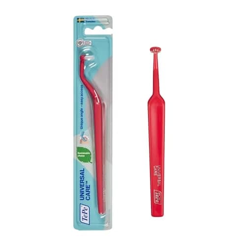 TePe Universal Care Angled Soft-Bristle Toothbrush, Small-Head Orthodontic Toothbrush | 1 Count (Pack of 1) thumbnail 1