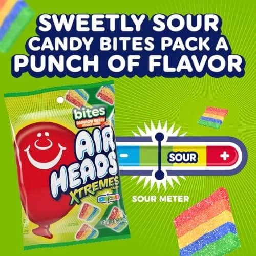 Airheads Xtremes Candy Bites, Rainbow Berry, 3.8 Ounce (12-Pack) | Fruity Sour Chewy Candy for Kids & Adults thumbnail 3