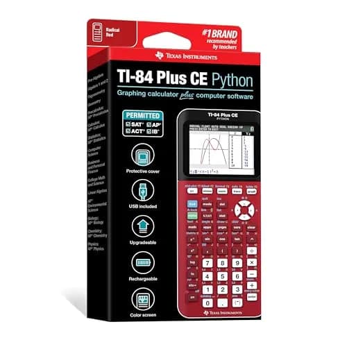 Texas Instruments TI-84 Plus CE Color Graphing Calculator, Radical Red, 2.8-inch Display | 220V Compatible thumbnail 6