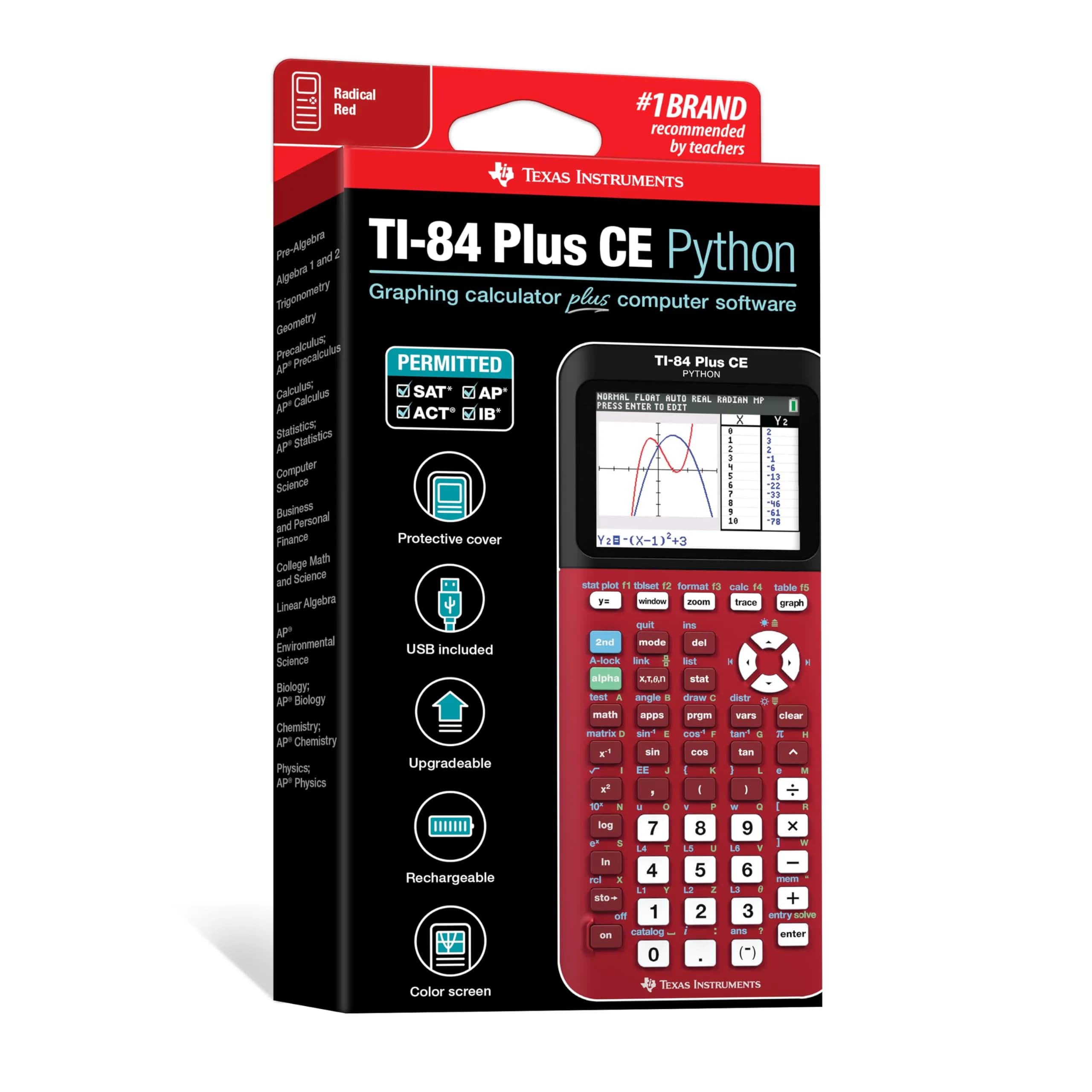 Texas Instruments TI-84 Plus CE Color Graphing Calculator, Small Radical Red | High-Resolution Backlit Display - view 6