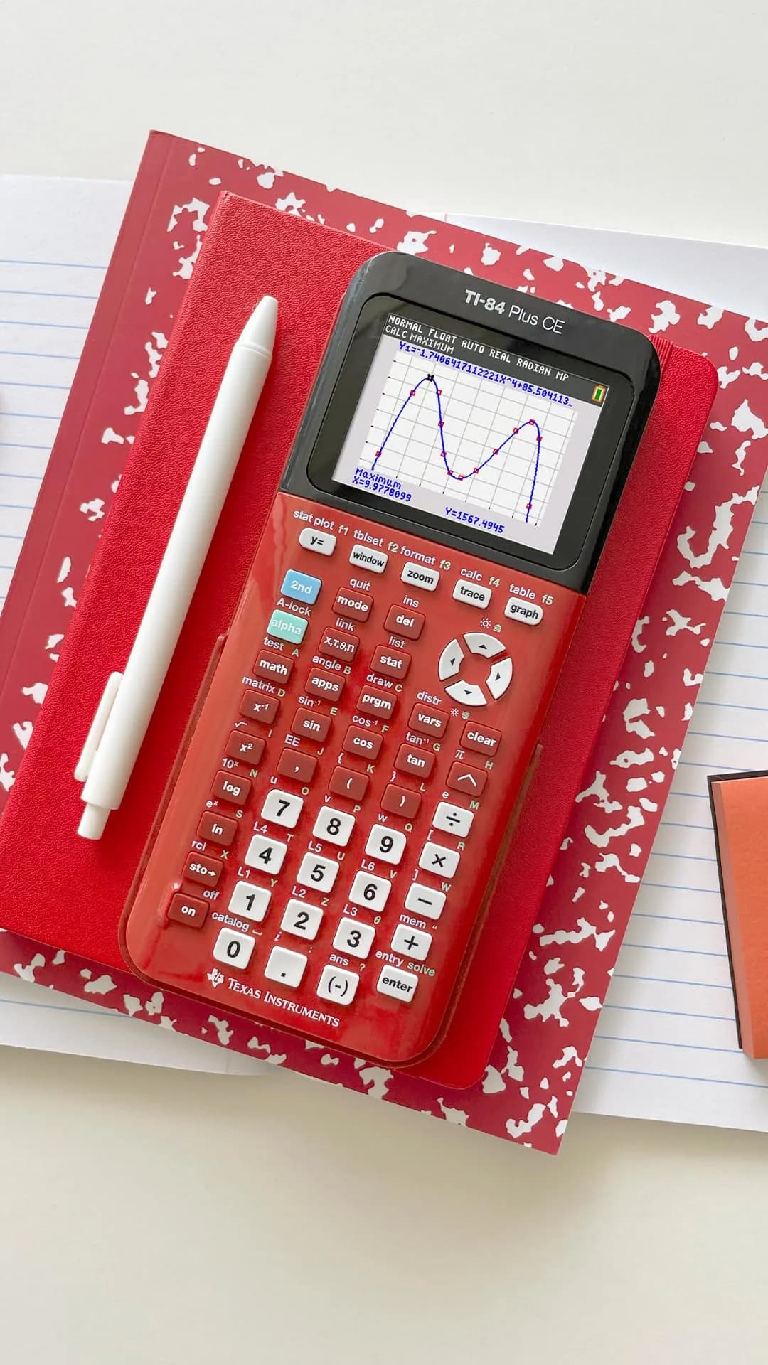 Texas Instruments TI-84 Plus CE Color Graphing Calculator, Small Radical Red | High-Resolution Backlit Display - view 7