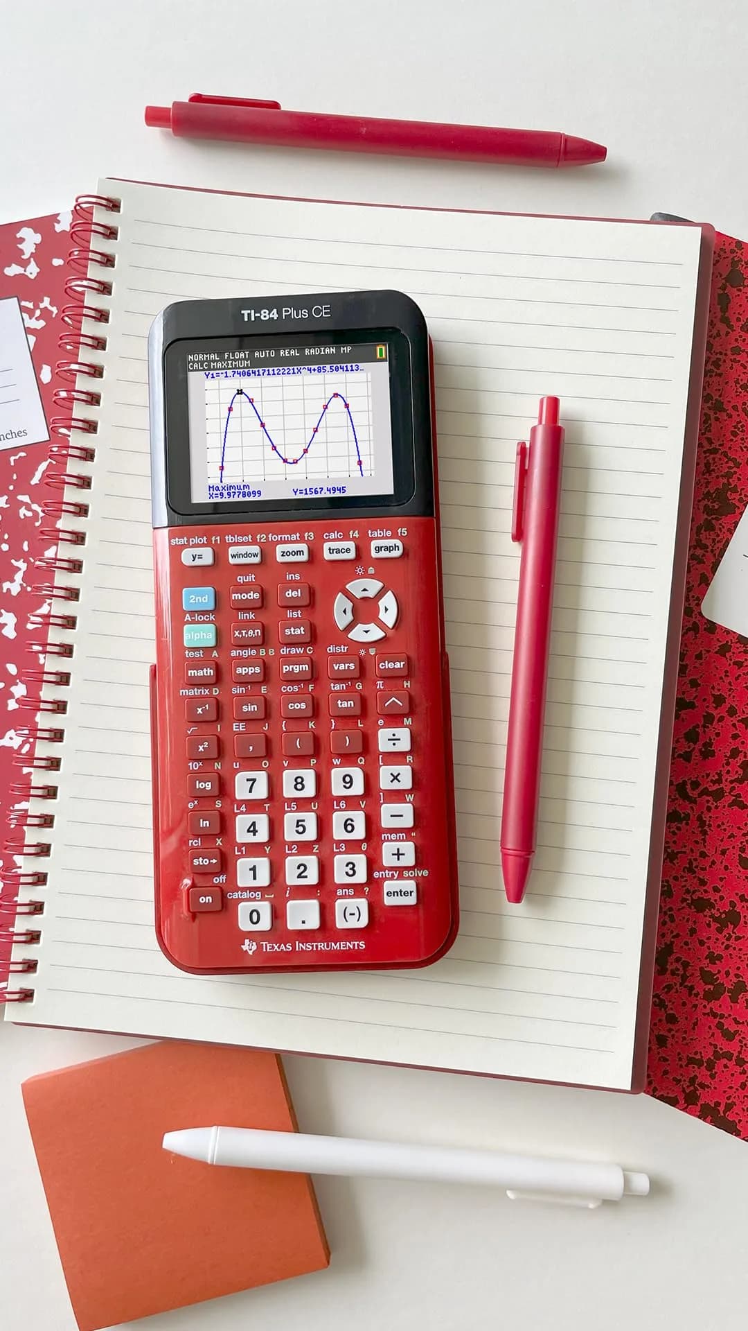 Texas Instruments TI-84 Plus CE Color Graphing Calculator, Small Radical Red | High-Resolution Backlit Display - view 8