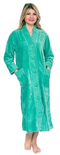 Bath & Robes Women's Chenille Robe Medium Green | Classic Cotton Lounge Wear thumbnail 1