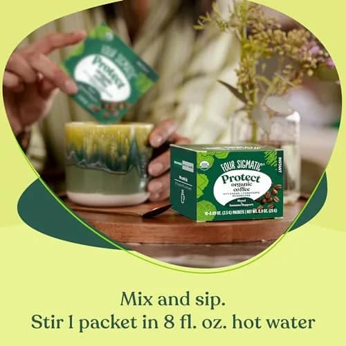 Four Sigmatic Organic Mushroom Coffee Powder | Instant Mix with Cordyceps, Chaga & Eleuthero | 10 Packets (2.5g each) thumbnail 7
