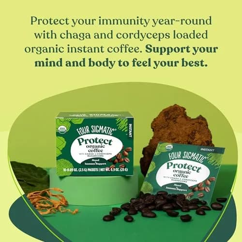 Four Sigmatic Organic Mushroom Coffee Powder | Instant Mix with Cordyceps, Chaga & Eleuthero | 10 Packets (2.5g each) thumbnail 3