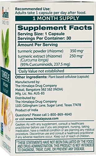 Himalaya Turmeric 95 Curcumin Supplement 600 mg | Supports Joint & Immune Health thumbnail 2