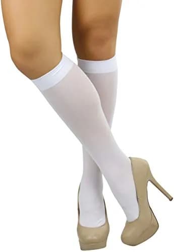ToBeInStyle Women’s Opaque Knee High Nylon Socks White | Comfortable & Fashionable (70-120 chars) thumbnail 6