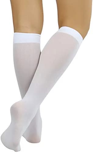 ToBeInStyle Women’s Opaque Knee High Nylon Socks White | Comfortable & Fashionable (70-120 chars) thumbnail 2
