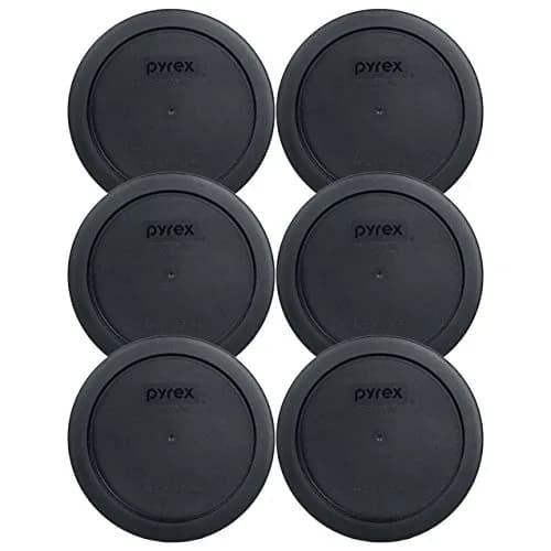 Pyrex 7201-PC Black Replacement Lids for 4-Cup Bowls, 6-Pack | BPA-Free Plastic, Microwave & Dishwasher Safe thumbnail 1