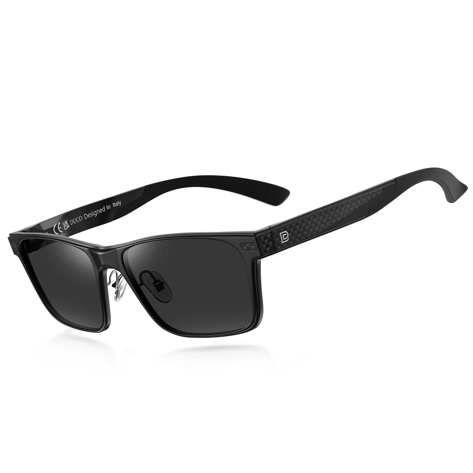 DUCO Polarized Square Sunglasses for Men 8207 | Lightweight Aluminum-Magnesium Frame, UV400 Polarized TAC Lenses
