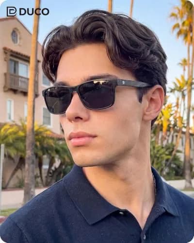 DUCO Polarized Square Sunglasses for Men 8207 | Lightweight Aluminum-Magnesium Frame, UV400 Polarized TAC Lenses thumbnail 3