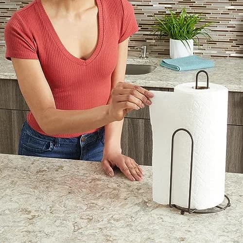 Home Basics Paper Towel Holder with Easy-Tear Arm | Bronze Finish, Fits Standard & Jumbo Rolls thumbnail 4