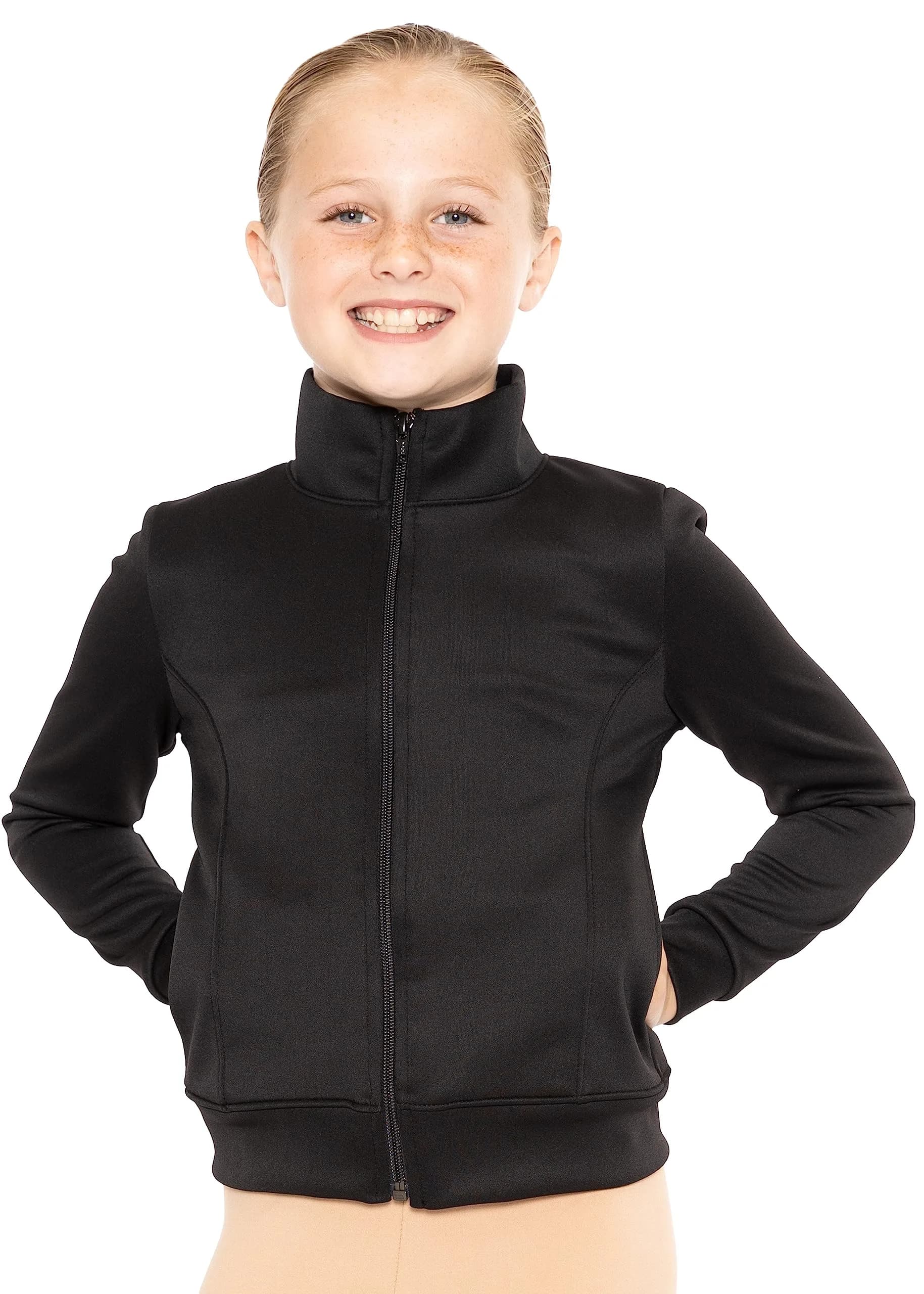 STRETCH IS COMFORT Girl's Cotton Warm Up Jacket Black 8 | All-Day Comfort & Style — Black