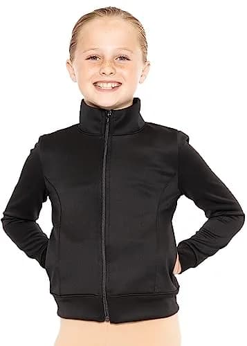 STRETCH IS COMFORT Girl's Cotton Warm Up Jacket Black 8 | All-Day Comfort & Style thumbnail 1
