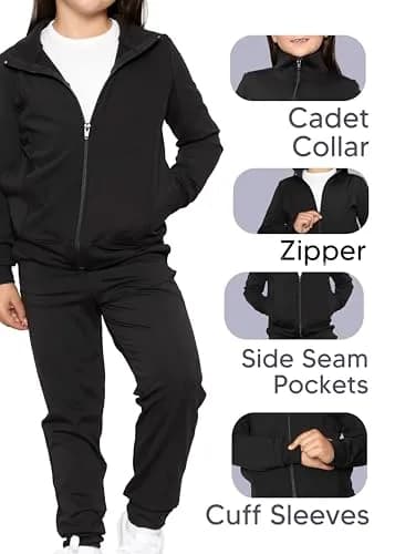 STRETCH IS COMFORT Girl's Cotton Warm Up Jacket Black 8 | All-Day Comfort & Style thumbnail 4