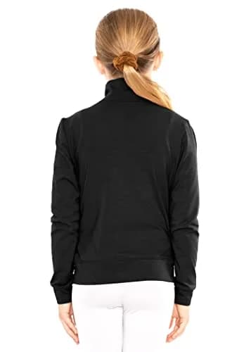 STRETCH IS COMFORT Girl's Cotton Warm Up Jacket Black 8 | All-Day Comfort & Style thumbnail 3
