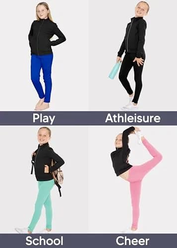 STRETCH IS COMFORT Girl's Cotton Warm Up Jacket Black 12 | All-Day Comfort & Style thumbnail 5