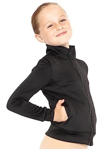 STRETCH IS COMFORT Girl's Cotton Warm Up Jacket Black 12 | All-Day Comfort & Style thumbnail 2