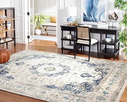SAFAVIEH Evoke Area Rug 8' x 10' | Traditional Ivory & Blue, Power-Loomed Polypropylene (120 chars) thumbnail 4