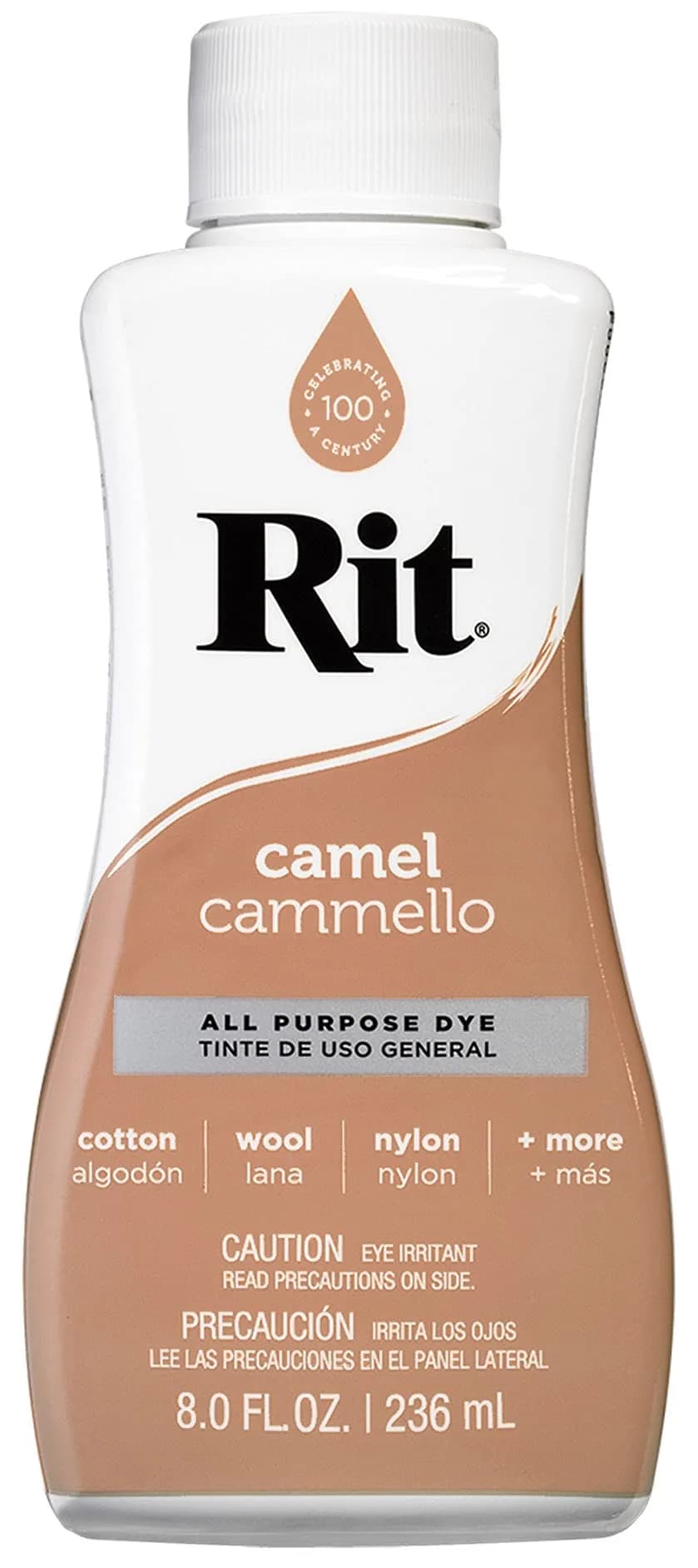 Rit Liquid Fabric Dye, Camel 237ml (8 Fl Oz) - Versatile Dye for Cotton, Linen, Silk, Wool, Rayon, Nylon - main product image