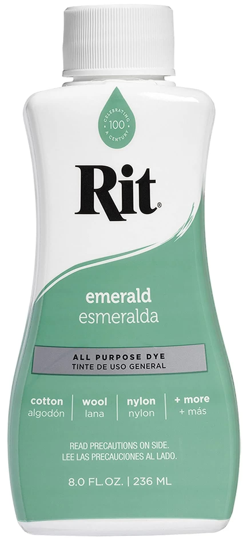 Rit All-Purpose Liquid Fabric Dye, Emerald Green 237ml (8 Fl Oz) - Vibrant Color for Cotton, Linen, Silk, Wool, Rayon, Nylon - main product image