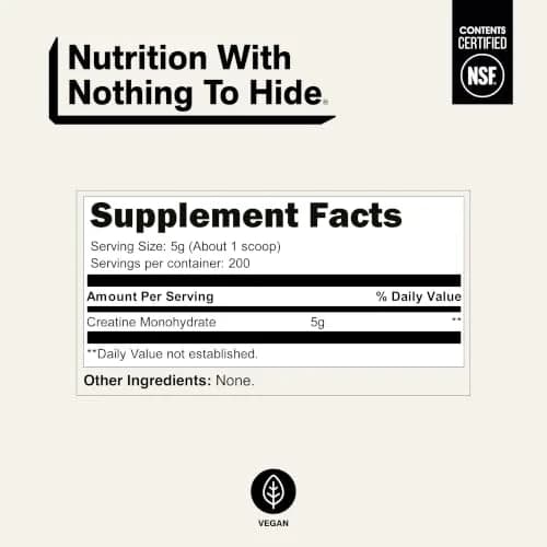 NAKED Pure Micronized Creatine Monohydrate Powder 1000g (35.2 oz) | NSF Certified Vegan Muscle Building Supplement thumbnail 5