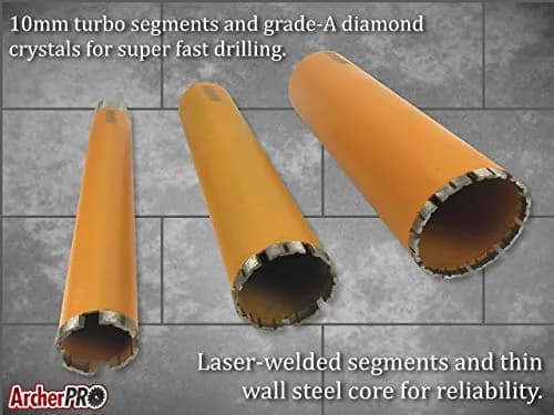 ArcherPro 2 in. Diamond Turbo Core Drill Bit for Concrete & Masonry | 14 in. Depth, 1-1/4 in. -7 Arbor thumbnail 5