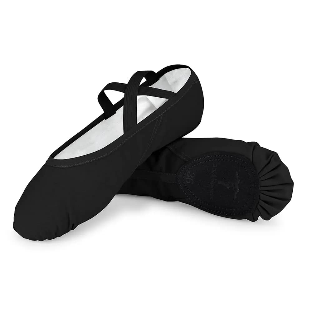 TXJ Sports Canvas Ballet Shoes for Women Girls | Breathable Split Sole Practice Flat Apricot — Black / 7.5