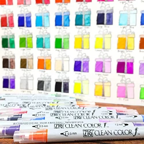 Kuretake ZIG CLEAN COLOR f, 24 Water-Based Twin-Tip Markers | Suitable for Dark Paper & Illustration thumbnail 5