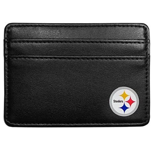 Siskiyou NFL Pittsburgh Steelers Weekend Wallet, Black | Slim Leather Fan Wallet for Men & Women thumbnail 1