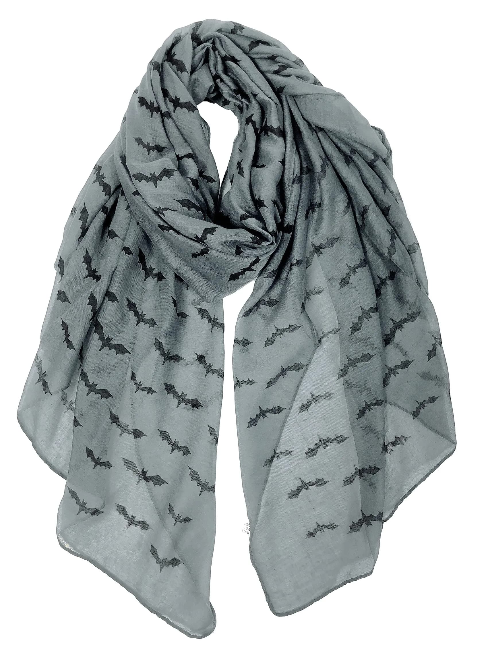 GERINLY Halloween Bat Scarf for Women Lightweight Cotton Wrap | Animal Themed Halloween Accessory (70-120 chars)