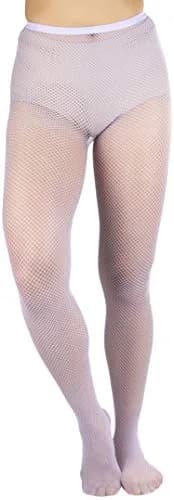 ToBeInStyle Women's Seamless Fishnet Full Footed Panty Hose Tights - Lavender - One Size Regular | Sexy, Vibrant & Versatile thumbnail 4