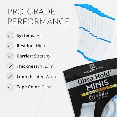 Walker Tape Ultra Hold Mini Tabs, Double Sided Wig Tape for Lace & Extensions | Strong Long Lasting Bond (70-120 chars) thumbnail 5