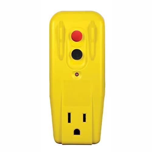 Tower Auto-Reset 15A Grounded 3-Prong GFCI Single Outlet Adapter, Yellow | Indoor UL Rated Safety thumbnail 1