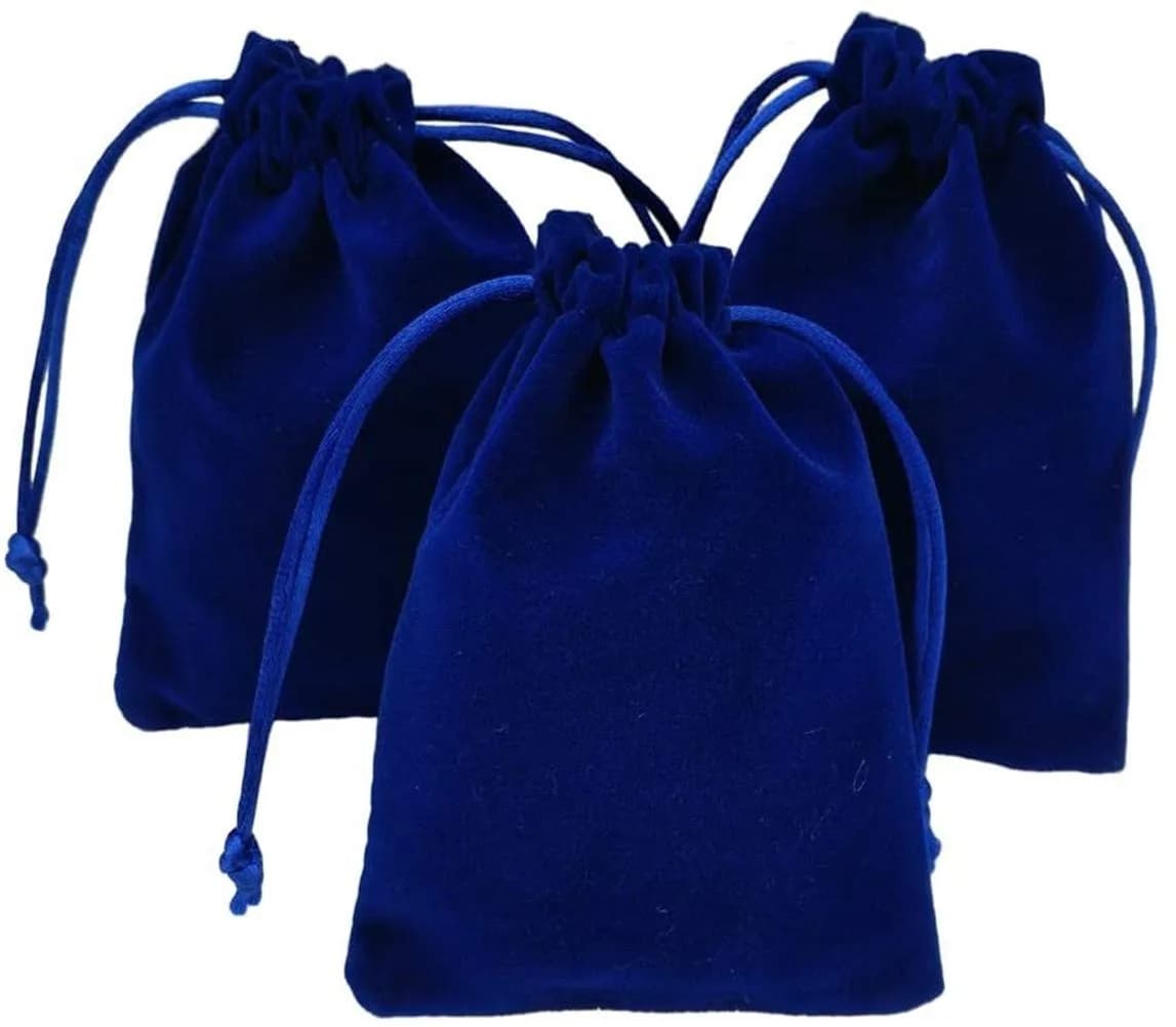 KUPOO 50 Pieces Wholesale Royal Blue Velvet Cloth Jewelry Pouches 3" x 4" | Elegant Gift Bags for Jewelry