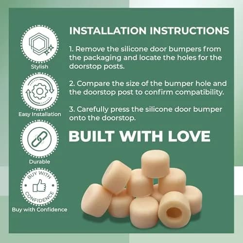Renovators Supply Manufacturing Silicone Door Stopper Tip 5/8 in. Almond Color | Premium Silicone Door Stopper Caps for Walls & Doors thumbnail 6