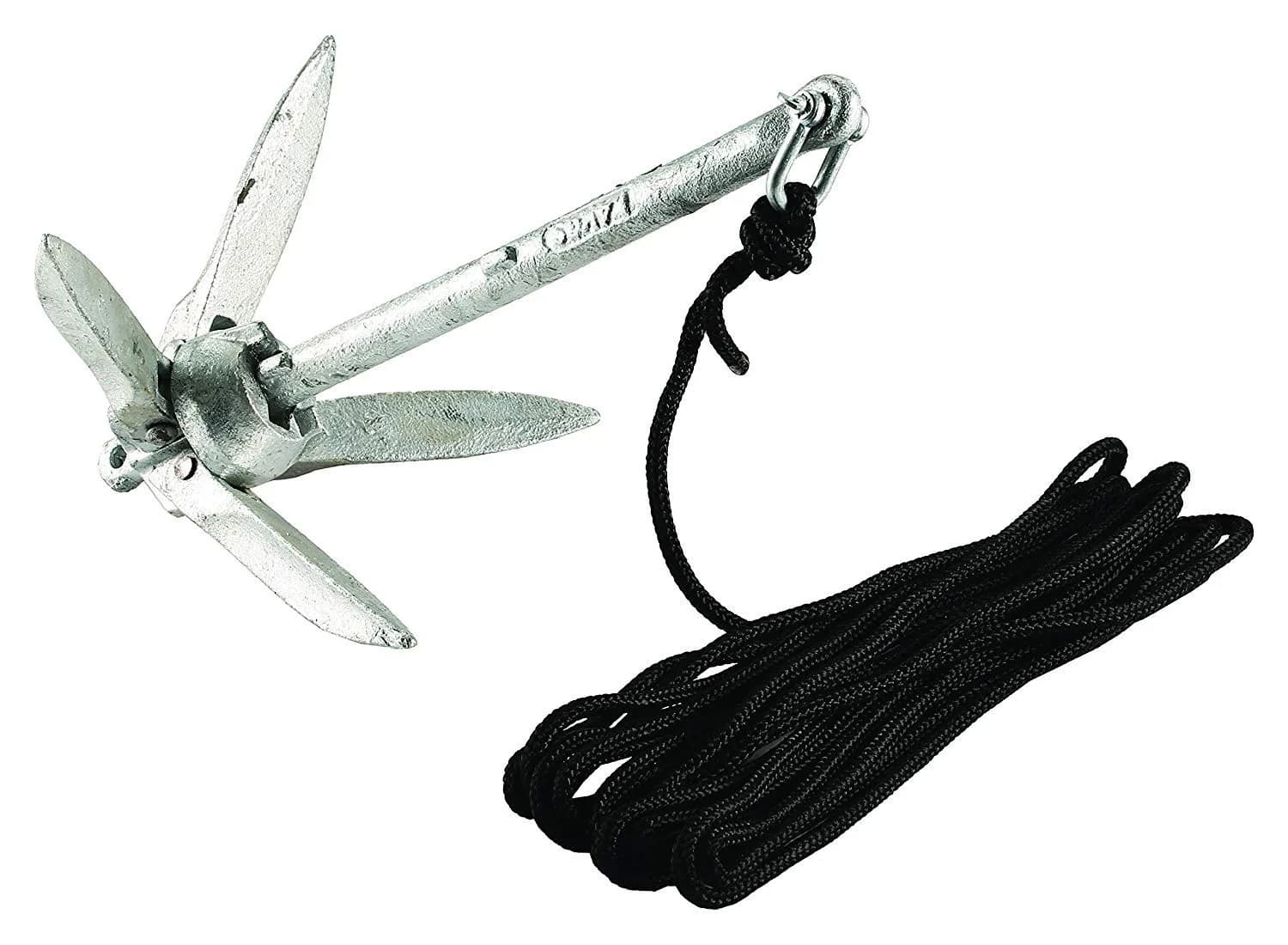 attwood Marine Grapnel Folding Anchor 3 lb | Space-Saving Kayak & PWC Anchor (20-foot Rope) — Unspecified