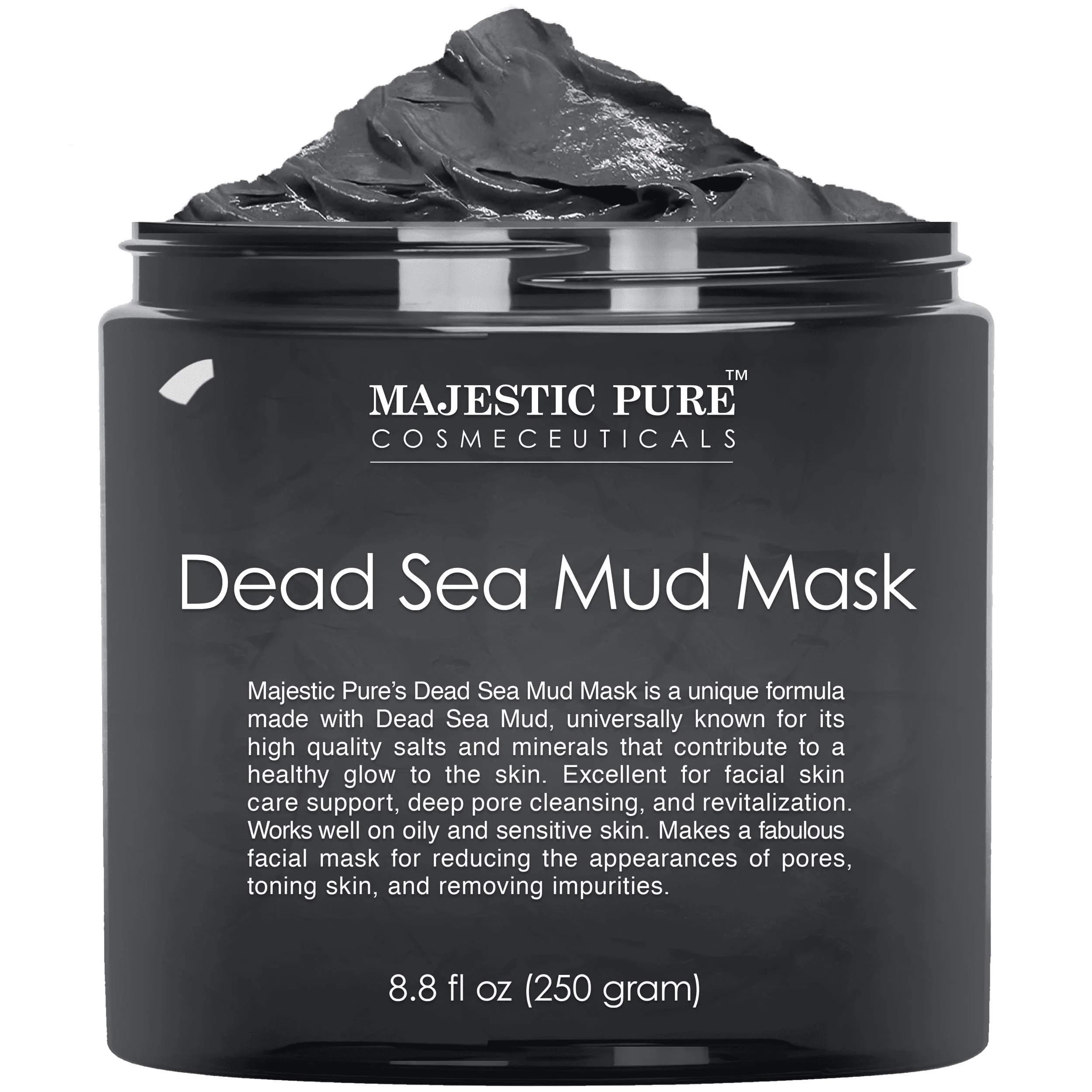 Majestic Pure Dead Sea Mud Mask for Face & Skin Care - 8.8 Oz | Improves Elasticity & Minimizes Pores