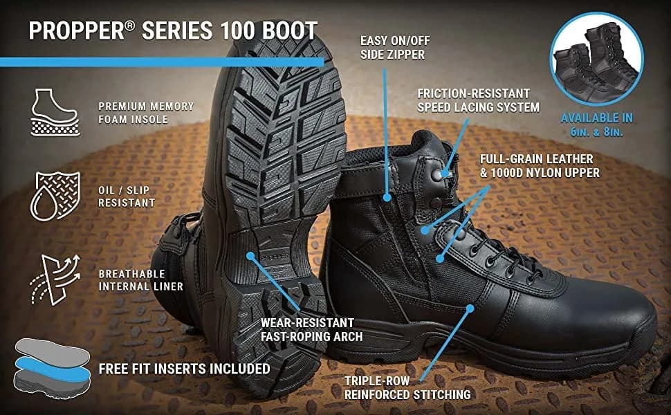 Propper Series 100 8" Side Zip Tactical Boot | Durable Military & Work Footwear in US Size 10.5 Wide thumbnail 6