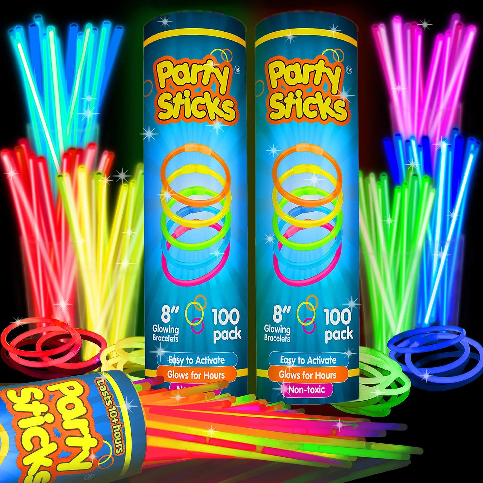 PartySticks Bulk Glow Sticks Party Pack (200 Count, Multi-Color) | Fun for Indian Birthdays & Events - main product image