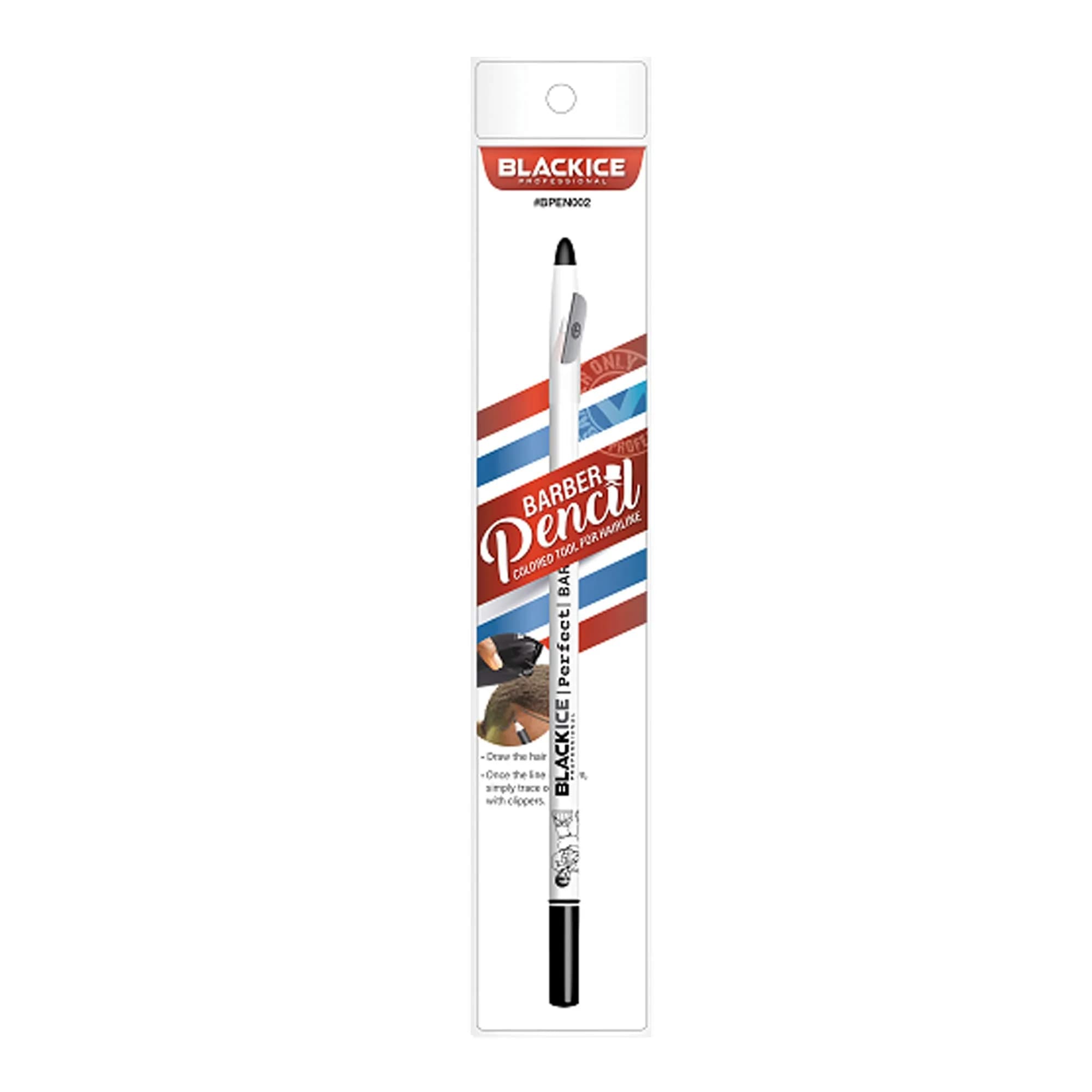Black Ice Spray Barber Pencil White 6 Count | Creates Sharp Hairlines & Beard Arches - view 2